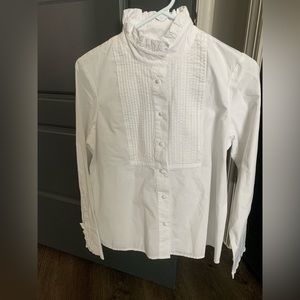 Banana Republic Women’s Brown White ruffled button up, Size S, NWT